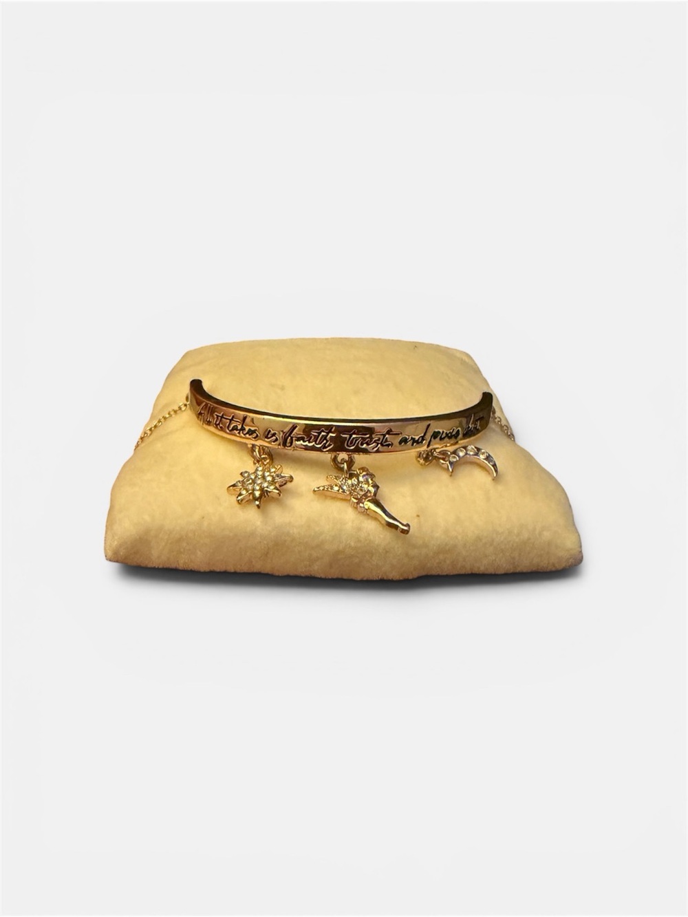 Gold Charm Bar Bracelet with Star, Fairy and Moon Charms